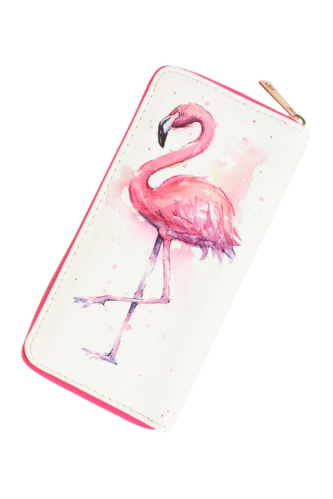 FLAMINGO LEATHER ZIPPER WALLET