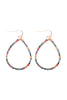 WIRE TEARDROP GLASS BEADS FISH HOOK EARRINGS