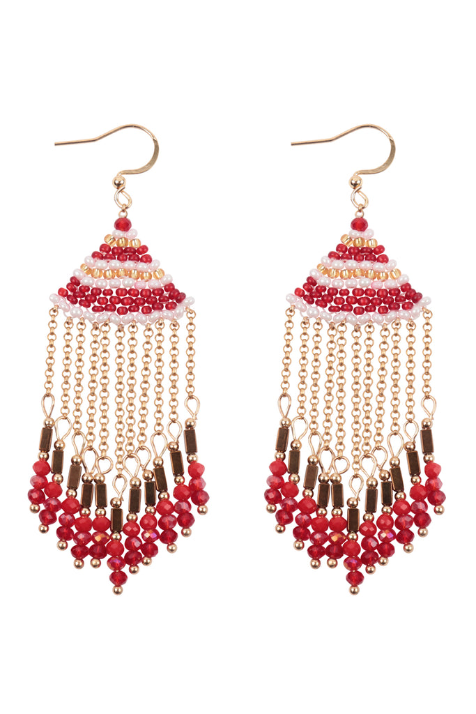 BOHO CHAIN FRINGE DROP HOOK EARRINGS