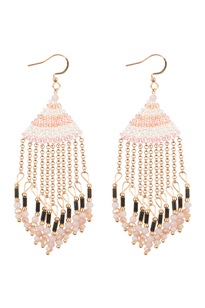 BOHO CHAIN FRINGE DROP HOOK EARRINGS