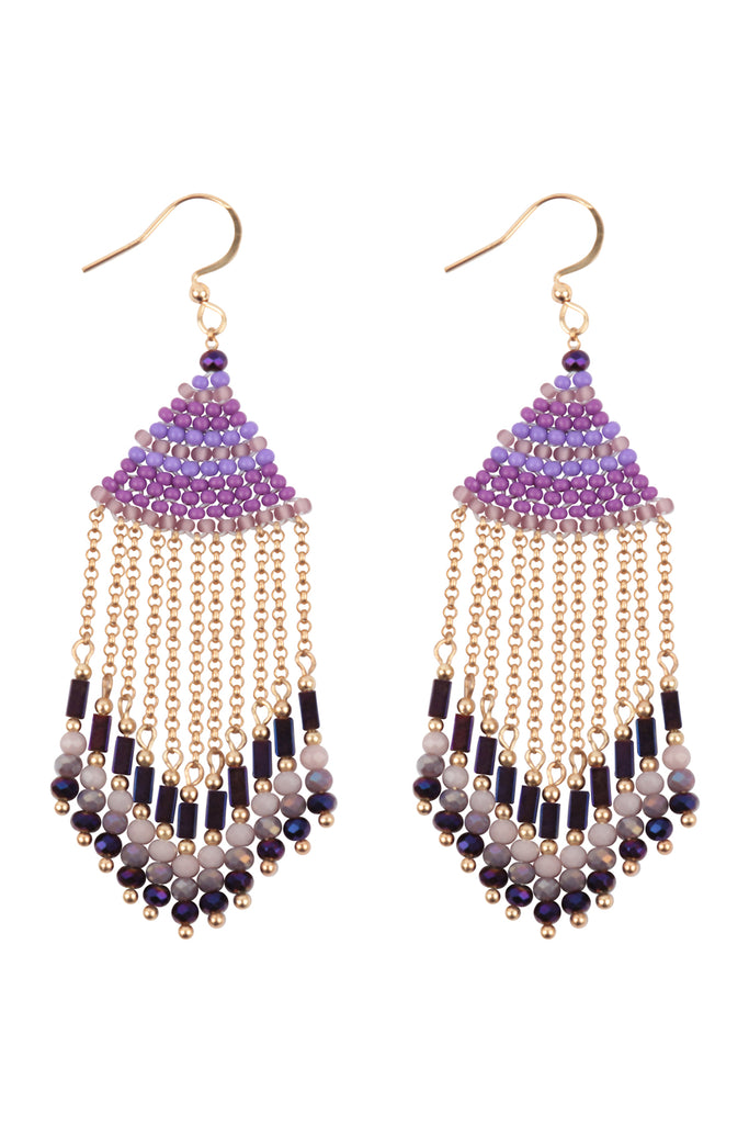 BOHO CHAIN FRINGE DROP HOOK EARRINGS