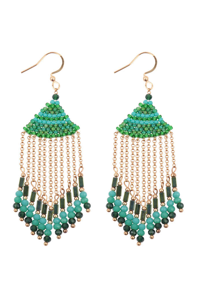 BOHO CHAIN FRINGE DROP HOOK EARRINGS