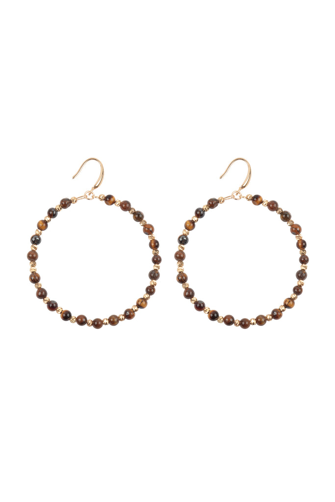 WCE1063 - TEXTURED ROUND BEADS HOOP EARRINGS