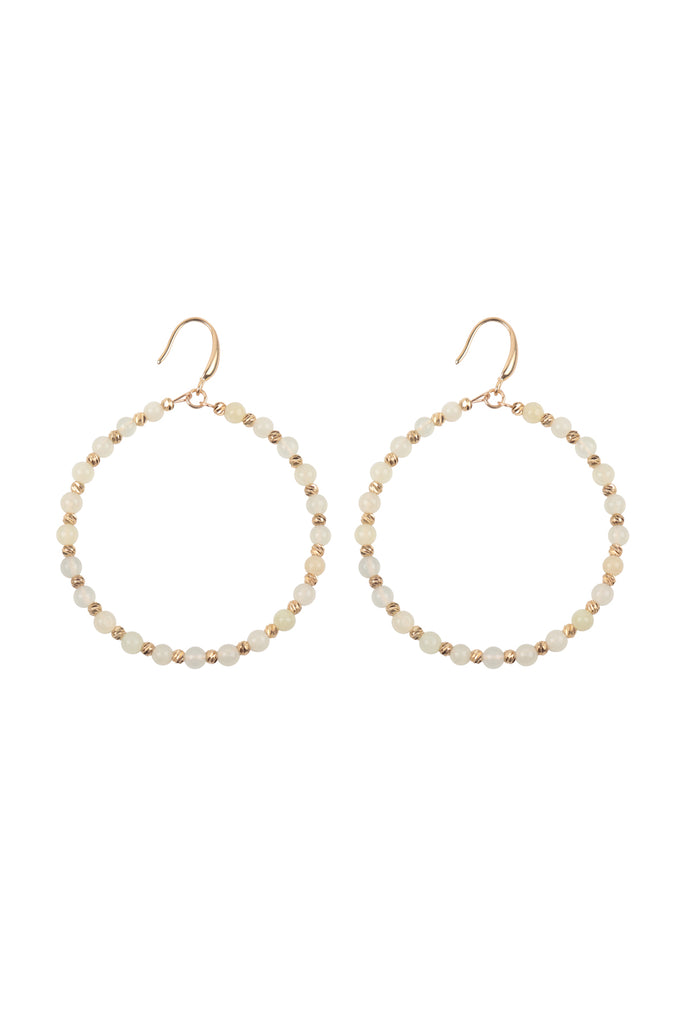 WCE1063 - TEXTURED ROUND BEADS HOOP EARRINGS