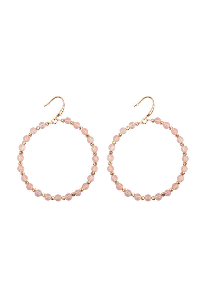 WCE1063 - TEXTURED ROUND BEADS HOOP EARRINGS