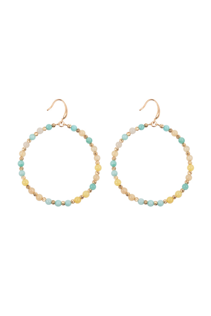 WCE1063 - TEXTURED ROUND BEADS HOOP EARRINGS