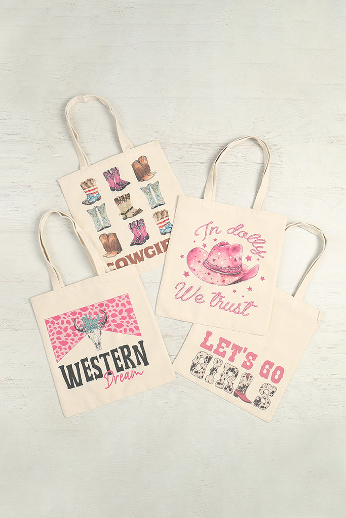 LETS GO GIRLS MINIMALIST PRINT TOTE BAG