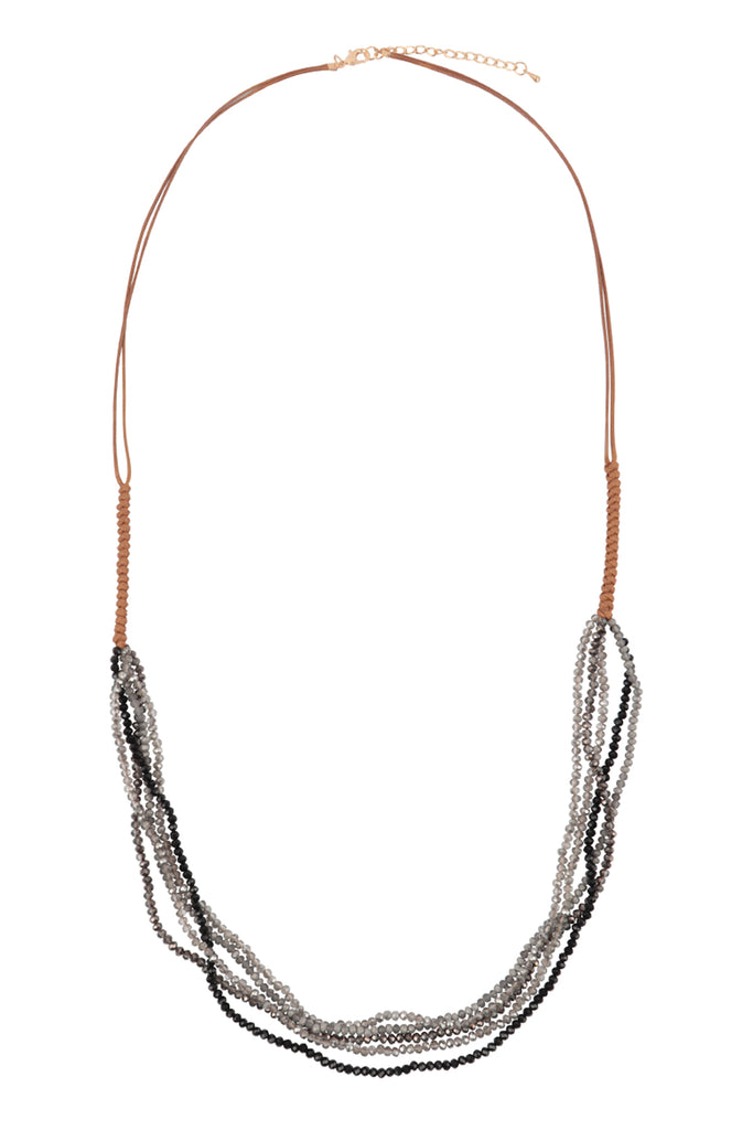 MULTI STRAND BEADS LEATHER CORD NECKLACE – Riah Fashion