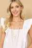 LAYERED CHAIN, NATURAL STONE CHIP MIX BEADS CRESCENT PENDANT NECKLACE