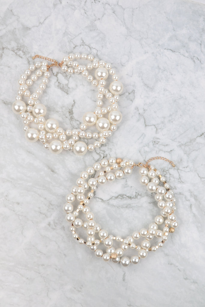 MULTI SIZE CLUSTER PEARL CHOKER NECKLACE