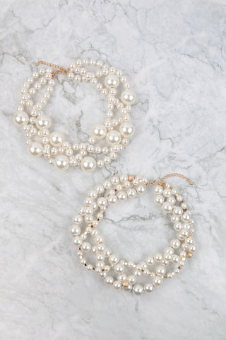 2 LINE PEARL BEADS NECKLACE