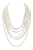 MULTI LAYER PEARL BEADS STATEMENT NECKLACE