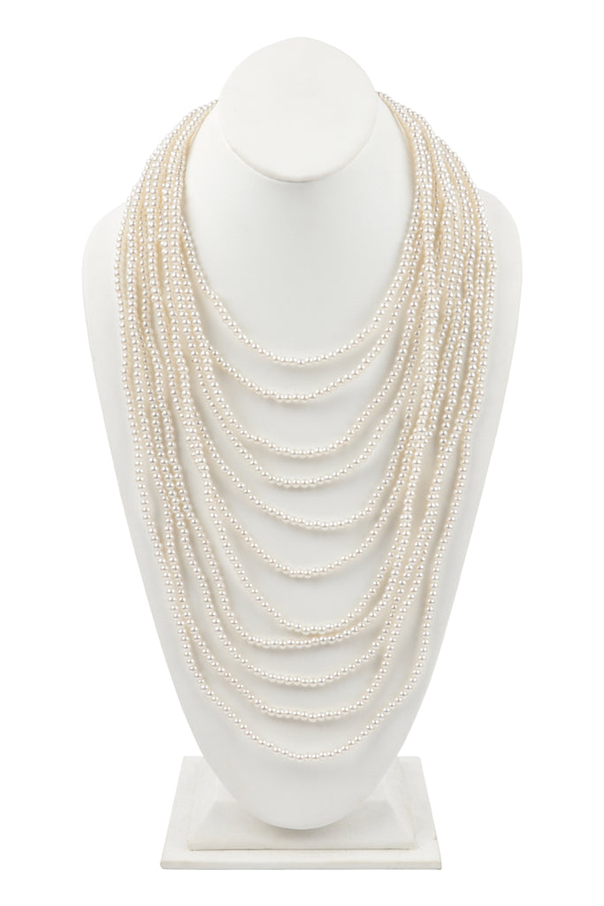 MULTI LAYER PEARL BEADS STATEMENT NECKLACE