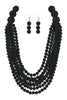 ROUND BEAD LAYERED STATEMENT NECKLACE AND EARRING SET