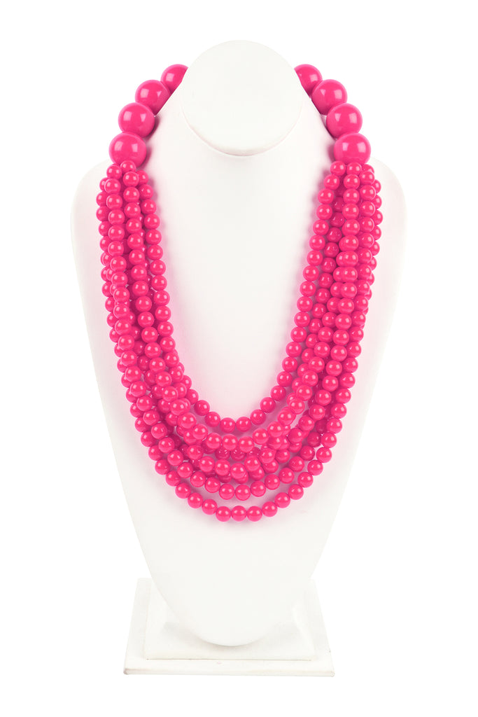 ROUND BEAD LAYERED STATEMENT NECKLACE AND EARRING SET