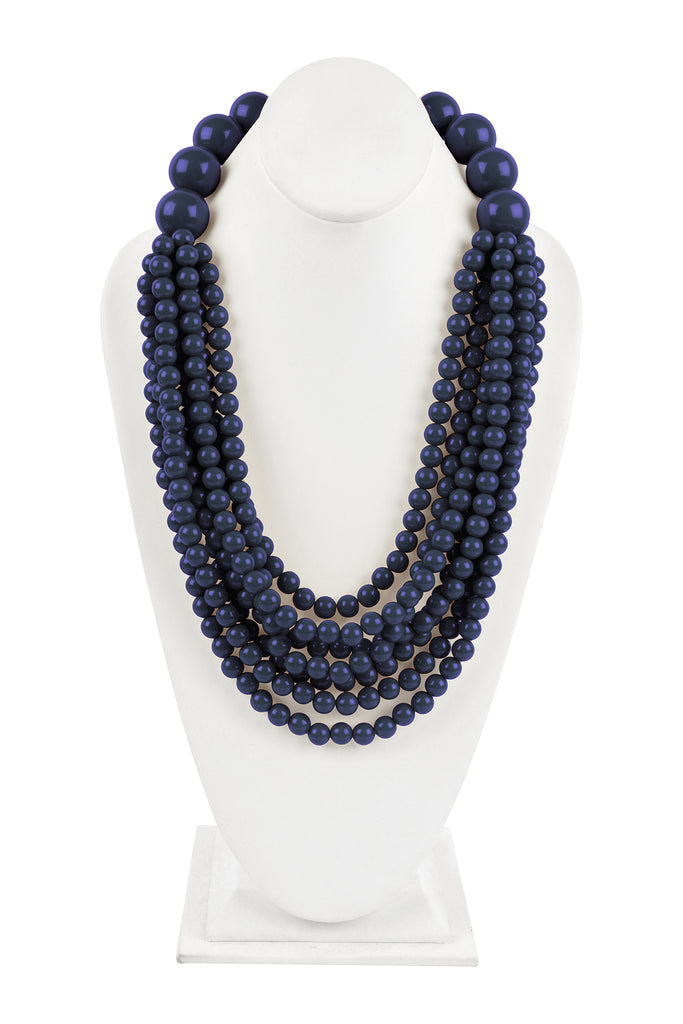 ROUND BEAD LAYERED STATEMENT NECKLACE AND EARRING SET