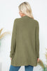 BRUSHED WAFFLE LONG SLEEVE SIDE POCKET OPEN FRONT CARDIGAN
