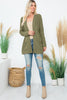 BRUSHED WAFFLE LONG SLEEVE SIDE POCKET OPEN FRONT CARDIGAN