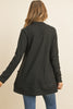 BRUSHED WAFFLE LONG SLEEVE SIDE POCKET OPEN FRONT CARDIGAN