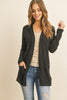 BRUSHED WAFFLE LONG SLEEVE SIDE POCKET OPEN FRONT CARDIGAN