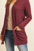 BRUSHED WAFFLE LONG SLEEVE SIDE POCKET OPEN FRONT CARDIGAN
