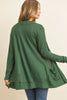 BRUSHED WAFFLE LONG SLEEVE SIDE POCKET OPEN FRONT CARDIGAN