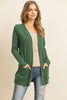 BRUSHED WAFFLE LONG SLEEVE SIDE POCKET OPEN FRONT CARDIGAN