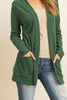 BRUSHED WAFFLE LONG SLEEVE SIDE POCKET OPEN FRONT CARDIGAN