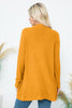 BRUSHED WAFFLE LONG SLEEVE SIDE POCKET OPEN FRONT CARDIGAN