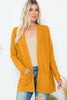 BRUSHED WAFFLE LONG SLEEVE SIDE POCKET OPEN FRONT CARDIGAN