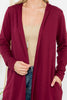 Long Sleeve Open Front French Terry Hoodie Cardigan