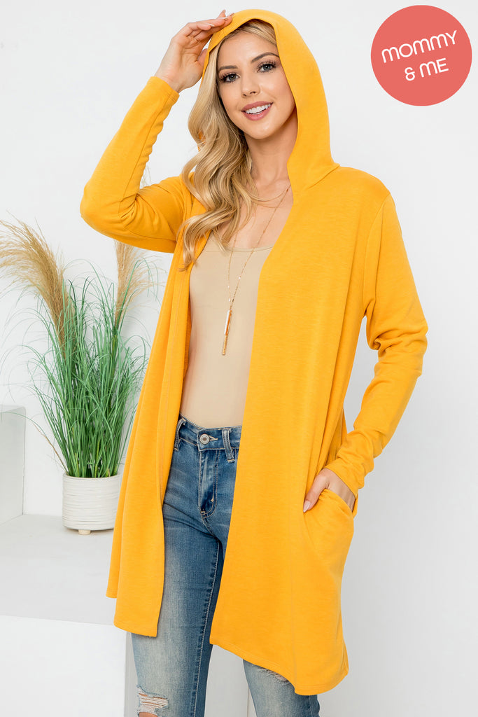 Long Sleeve Open Front French Terry Hoodie Cardigan