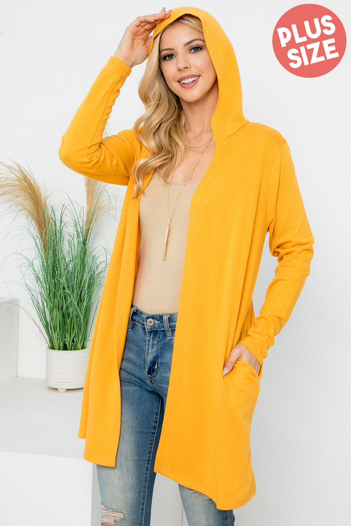 Long Sleeve Open Front French Terry Hoodie Cardigan