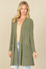BRUSHED WAFFLE LONG SLEEVE SIDE POCKET OPEN FRONT CARDIGAN