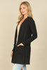 BRUSHED WAFFLE LONG SLEEVE SIDE POCKET OPEN FRONT CARDIGAN