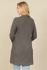 BRUSHED WAFFLE LONG SLEEVE SIDE POCKET OPEN FRONT CARDIGAN