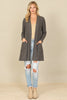 BRUSHED WAFFLE LONG SLEEVE SIDE POCKET OPEN FRONT CARDIGAN