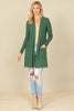 BRUSHED WAFFLE LONG SLEEVE SIDE POCKET OPEN FRONT CARDIGAN