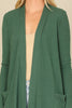 BRUSHED WAFFLE LONG SLEEVE SIDE POCKET OPEN FRONT CARDIGAN