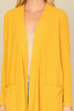 BRUSHED WAFFLE LONG SLEEVE SIDE POCKET OPEN FRONT CARDIGAN
