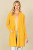 BRUSHED WAFFLE LONG SLEEVE SIDE POCKET OPEN FRONT CARDIGAN