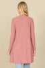 BRUSHED WAFFLE LONG SLEEVE SIDE POCKET OPEN FRONT CARDIGAN