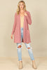 BRUSHED WAFFLE LONG SLEEVE SIDE POCKET OPEN FRONT CARDIGAN