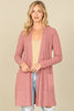 BRUSHED WAFFLE LONG SLEEVE SIDE POCKET OPEN FRONT CARDIGAN