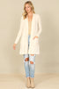 BRUSHED WAFFLE LONG SLEEVE SIDE POCKET OPEN FRONT CARDIGAN