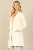 BRUSHED WAFFLE LONG SLEEVE SIDE POCKET OPEN FRONT CARDIGAN