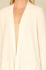 BRUSHED WAFFLE LONG SLEEVE SIDE POCKET OPEN FRONT CARDIGAN