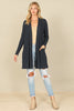 BRUSHED WAFFLE LONG SLEEVE SIDE POCKET OPEN FRONT CARDIGAN