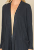 BRUSHED WAFFLE LONG SLEEVE SIDE POCKET OPEN FRONT CARDIGAN