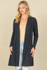 BRUSHED WAFFLE LONG SLEEVE SIDE POCKET OPEN FRONT CARDIGAN